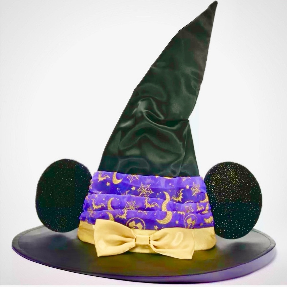 Official Disney Store Witch Hat Purple Sheer Metallic Gold Star Moon Bow SOLDOUT